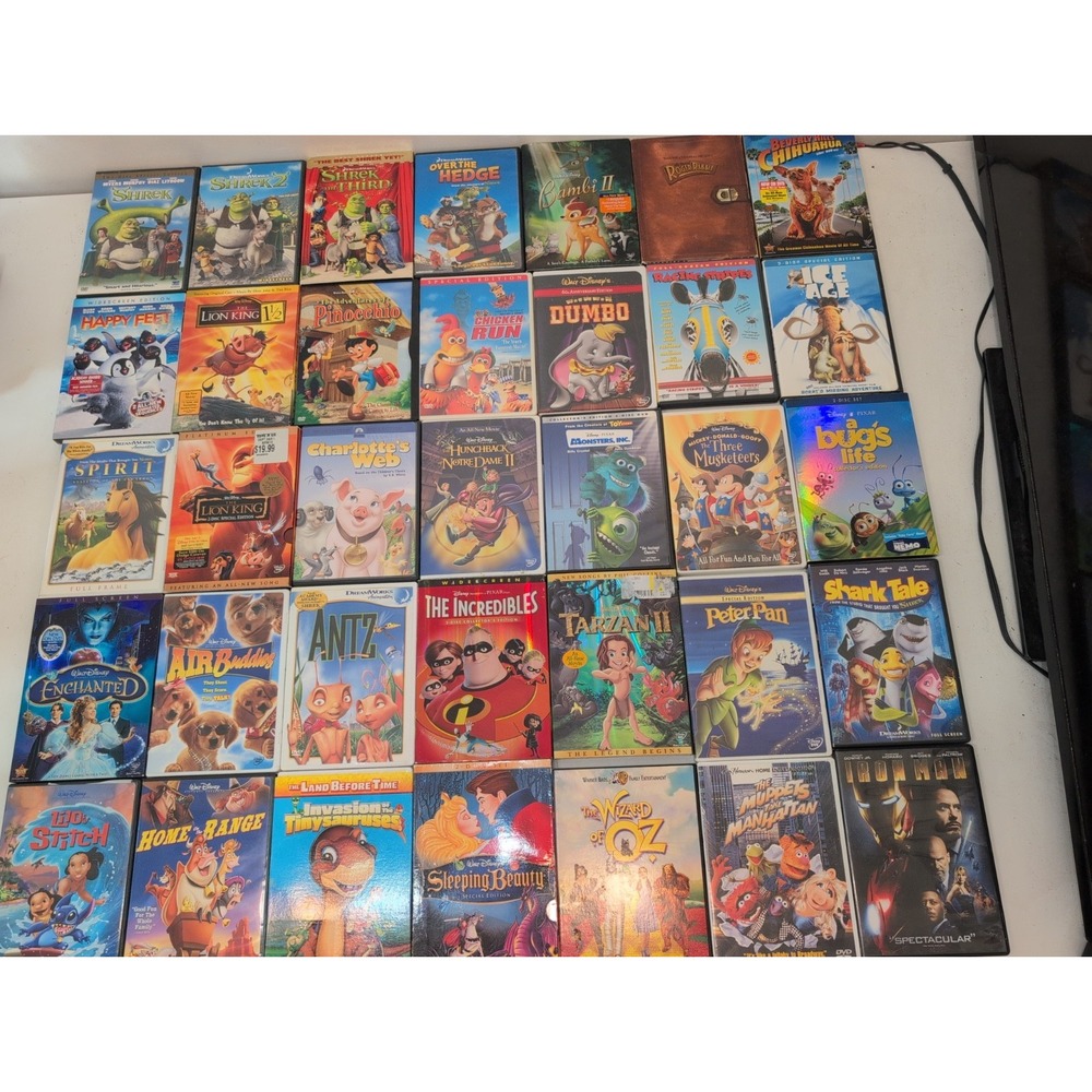 Mixed Lot Of 35 Children's Kids Dvds Disney Shrek Lion King Incredibles & More